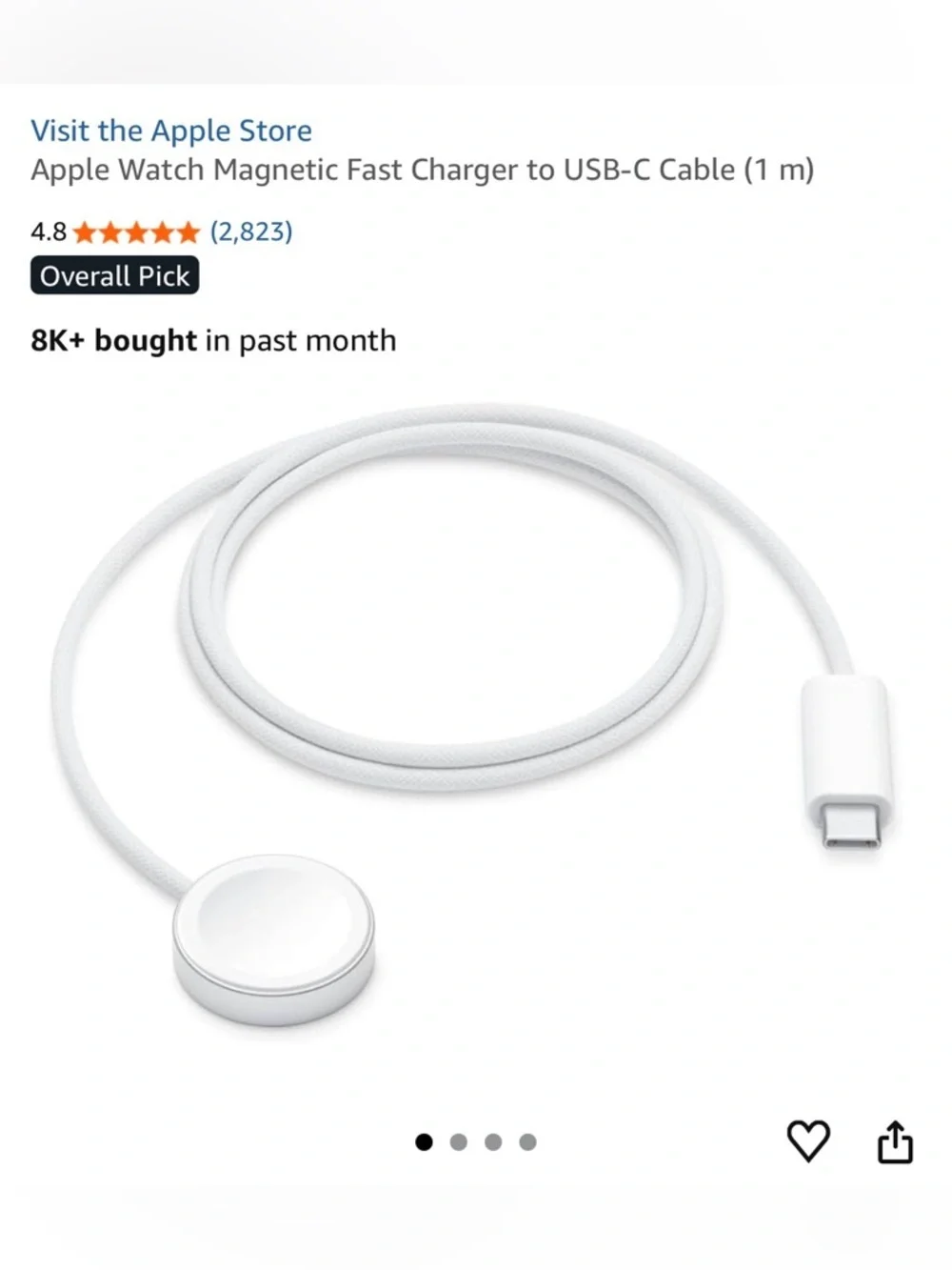 Apple Store White Braided Magnetic Fast Charging Cable with USB-C